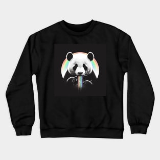 Monochromatic Panda Bear Within Rainbow Colors Crewneck Sweatshirt